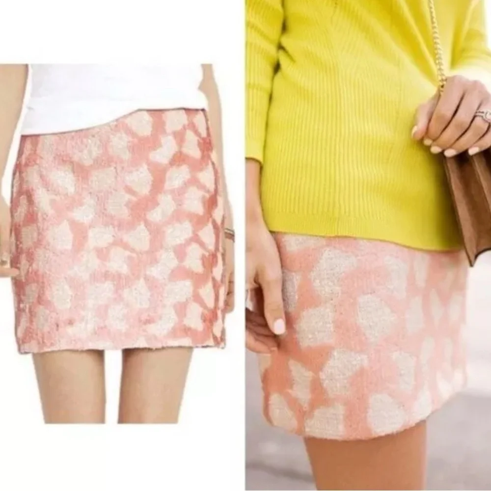 Banana Republic Pastel Pink Ivory Sequin Patterned Mini Skirt- Size 0